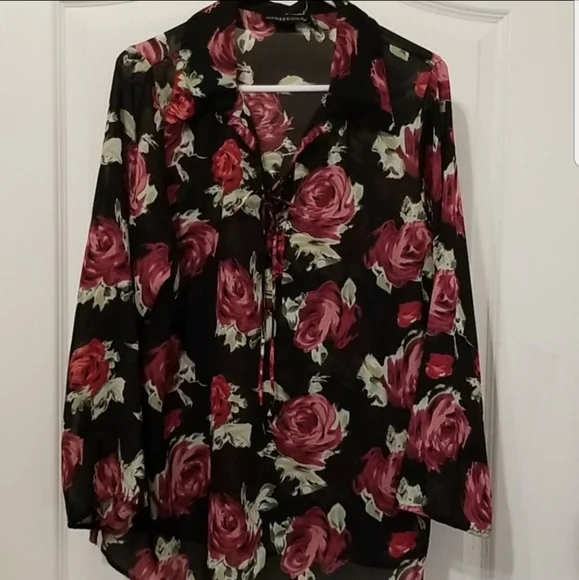 Beautiful Impressions Sheer Long Sleeve Blouse - Picture 1 of 7